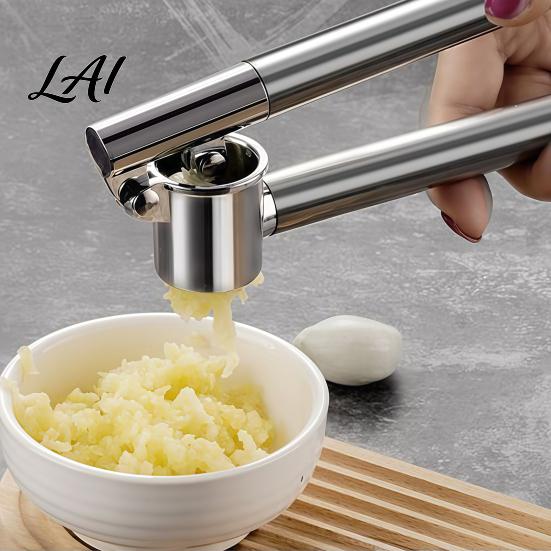 Easy Clean Garlic Press Stainless Steel Presser Effortless Extended Handle Ginger Kitchen Tool for Seasoning Prep Masher Squeeze Manual Mincer