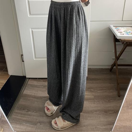 Winter Pajama Pants Thick Plush Elastic Waist Loose Keep Warm Wide Leg Design Women Homewear Trousers Solid Color Lounge Bottoms