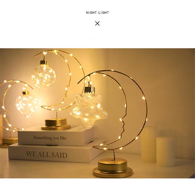Christmas Decorative Lights, Iron Moon Indoor Ornaments, Night Lights, Birthday Gift Styling Lights