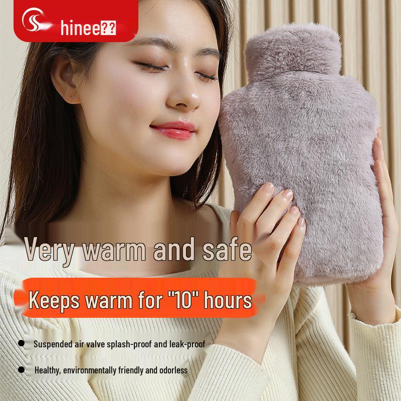 Saiyi Plush Explosion-Proof Hot Water Bottle – Thickened, Soft, and Safe for Dormitory or Baby Use.
