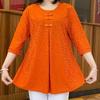 Summer Women's Round Neck Jacquard Blouse Loose Half Sleeves Pullover Plus Size Blouse