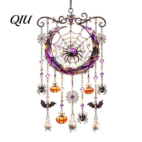 Mysterious Courtyard Landscaping Halloween Wind Chime, Colorful Bird Sun Catcher, Cute Spooky Window Suncatcher Ghost Windchime, Hanging Decoration