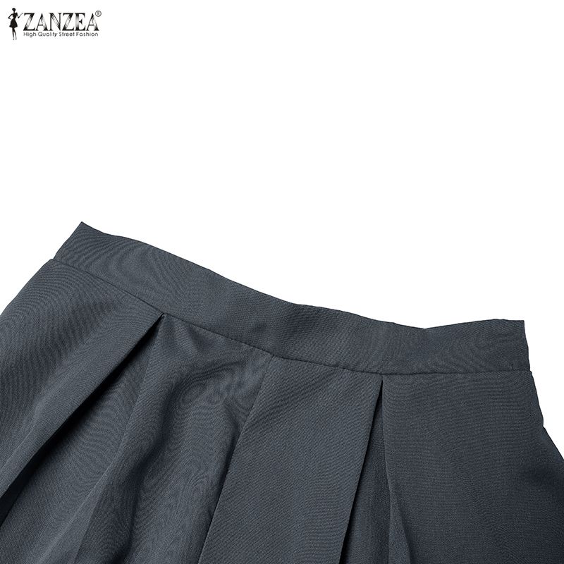 ZANZEA Pantaloni lunghi larghi larghi in vita elastica casual da donna