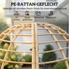 Garden Chair With Ottoman PE Rattan Egg Shape Basket Chair With Long And Thick Cushions Metal Frame Beige