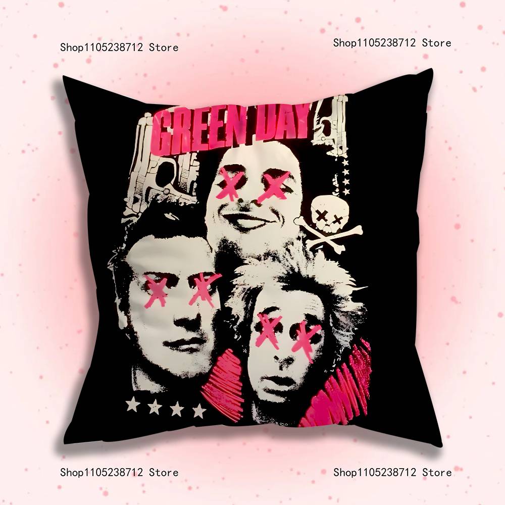 

Band G-Greenday Pillow Case For Sofa Decor Car Office Room Printing Cushion Cover Decorations and Protector 12x12Inch