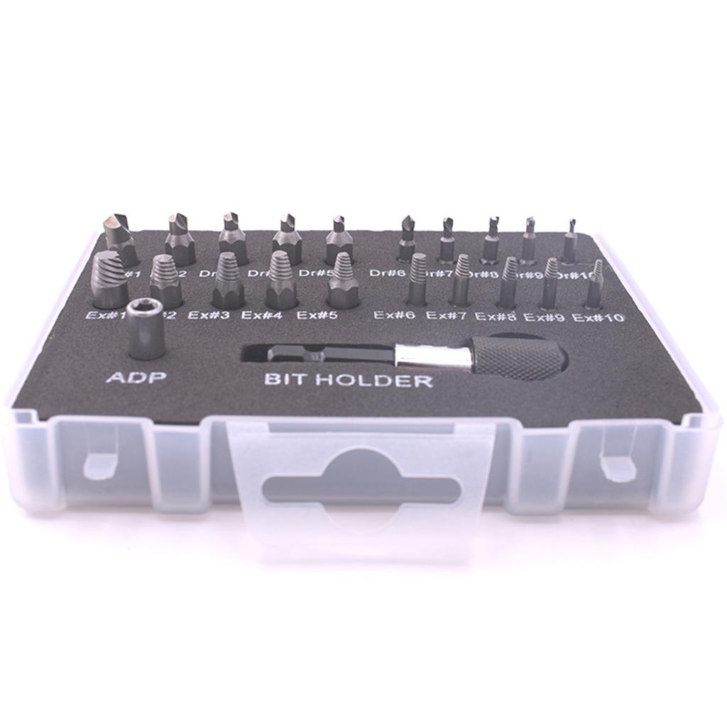 22Pcs Screw Remover Set, High-speed Steel Anti-tooth and Anti-wire Removal Tool, Damaged Screw Remover