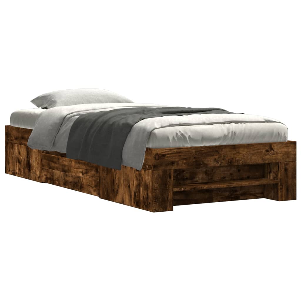 Bettgestell ohne Matratze Geräucherte Eiche 75 x 190 cm Holzwerkstoff