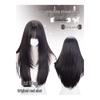 Long Straight Black Tea Lolita Wig for Women with Full Bangs and Natural Scalp