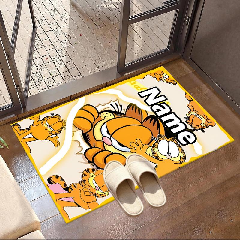 Custom Name Personalized Garfield Print Carpet, Versatile Home Decor Rug, for Playroom, Apartment, Balcony, Entryway, Hallway Gift