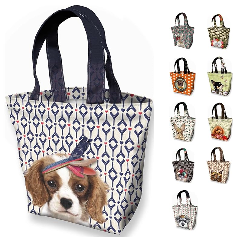

[Lucie dancette] MTJ mini tote bag mini Tote Bag made in Japan France designer cute animal pet dog cat dog present (Manu(Cavalier))