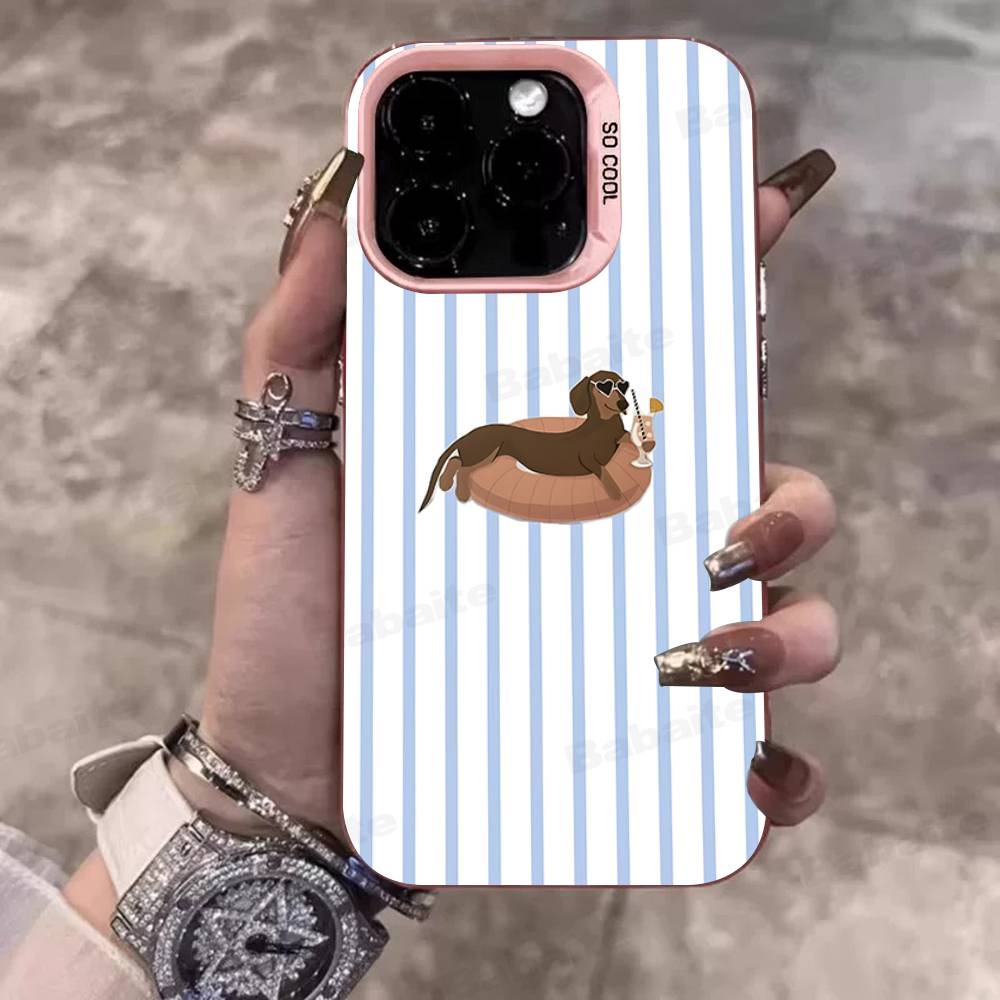 Dachshund Black Stripe Desigh Phone Case For iPhone 17 16 15 14 Plus 11 12 13 Pro Max X XR 17 Air 16E Electroplate Matte Cover