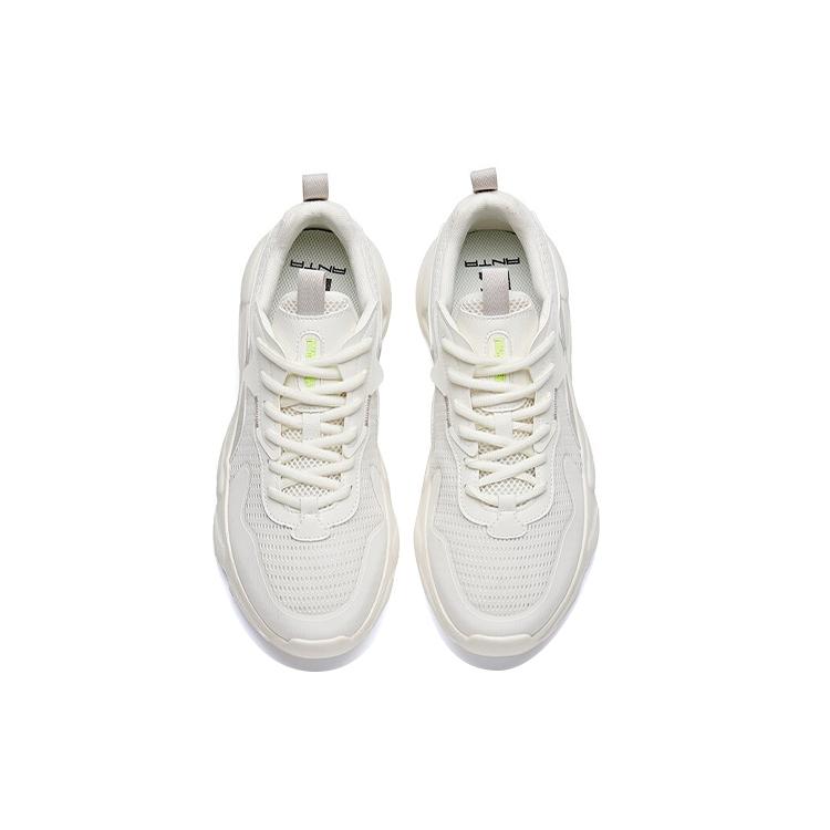 Anta Life Collection Mesh Cushioning Slip Resistant Abrasion Resistant Breathable Low Top Casual Shoes Men's White Gray 112128861-1