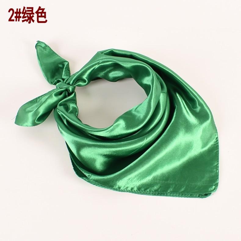 Простой женский шелковый шарф Принтованный атласный 60 квадратный шелковый шарф Профессиональный маленький квадратный шарф 60cm*60cm зелёный
