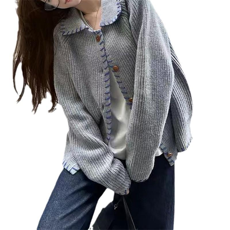 This Autumn and Winter Korean-style, Laid-back, Loose and Slimming Knitted Cardigan Is A Top for Women To Wear Outside