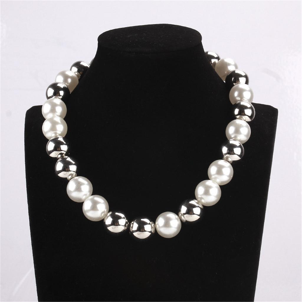 Fashion Collar Necklace Vintage Elegant Pearl Beads Ball Choker Necklace Temperament Clavicle Chain Birthday Giift