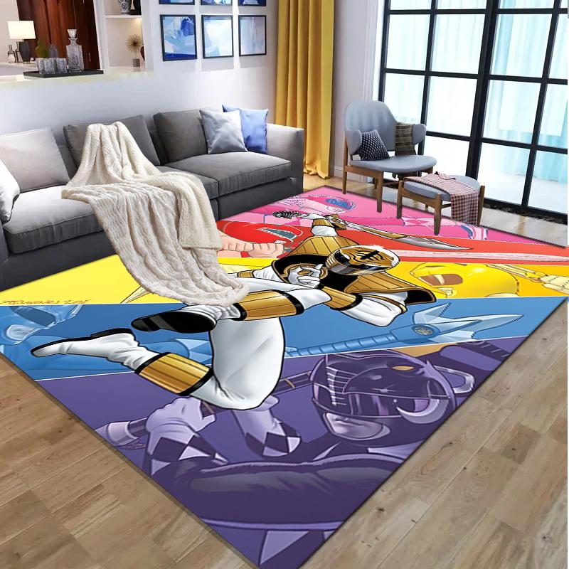Mighty Morphin Power Rangers Pattern Rug, Indoor/Outdoor Mat, for Picnic, Gameroom, Bedroom, Office, Living Room, Home Decor Carpet, Birthday Gift