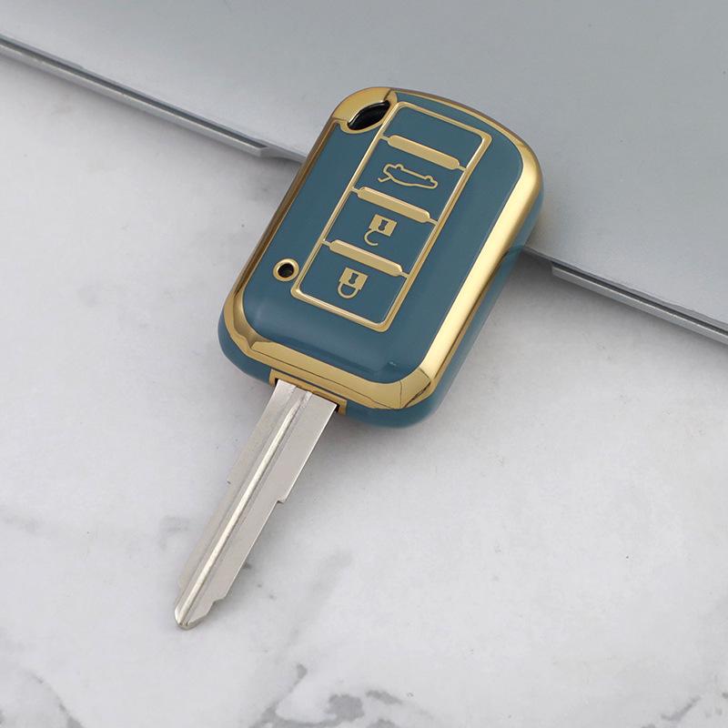 

Gold-Edged Soft Rubber Key Cover for Mitsubishi Cars серый