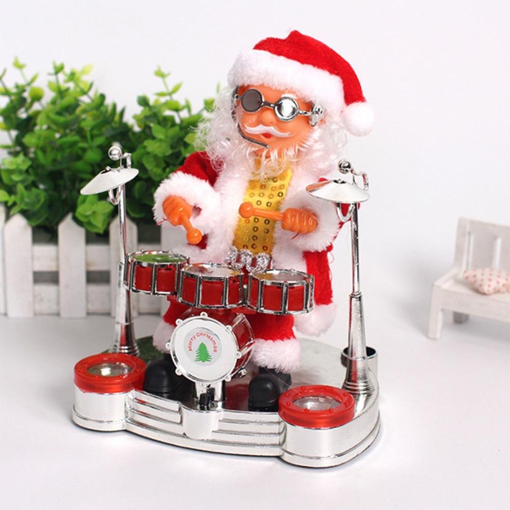 Christmas Santa Claus Electric Music Instrument Playing Music Doll Xmas Toy Party Ornaments Gift For Kids Home Decoration