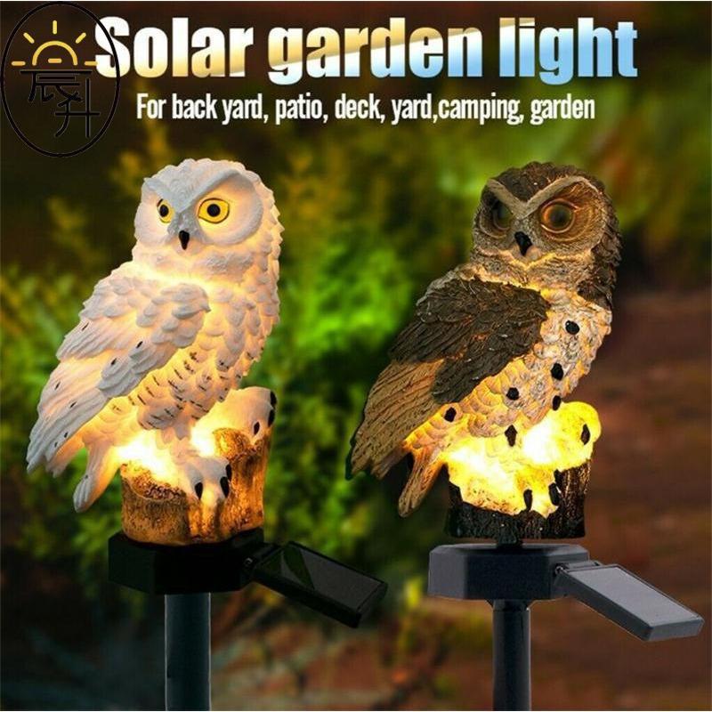 Solar Powered Owl Statue Light Outdoor Waterproof Light for Night Garden Hallowmas Lawn Patio Yard Pathway Fence Party Decor Lighting, with Stake