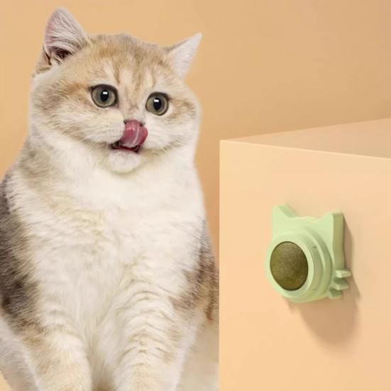Catnip Ball Cat Toy 360-Degree Rotating Catnip Ball Encourages Active Play Cats Lick Kitten Chew Toy for Dental Health Chewing Boredom Relief