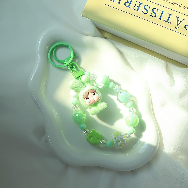 Creative Keychain Hand-painted Beaded Pendant Girl Heart Cute Backpack Bag Jewelry Pendant Gift