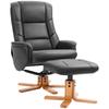 Poltrona reclinabile con poggiapiedi, funzione reclinabile, rivestimento in ecopelle, fino a 150 kg, 71 x 84 x 102 cm, Nero