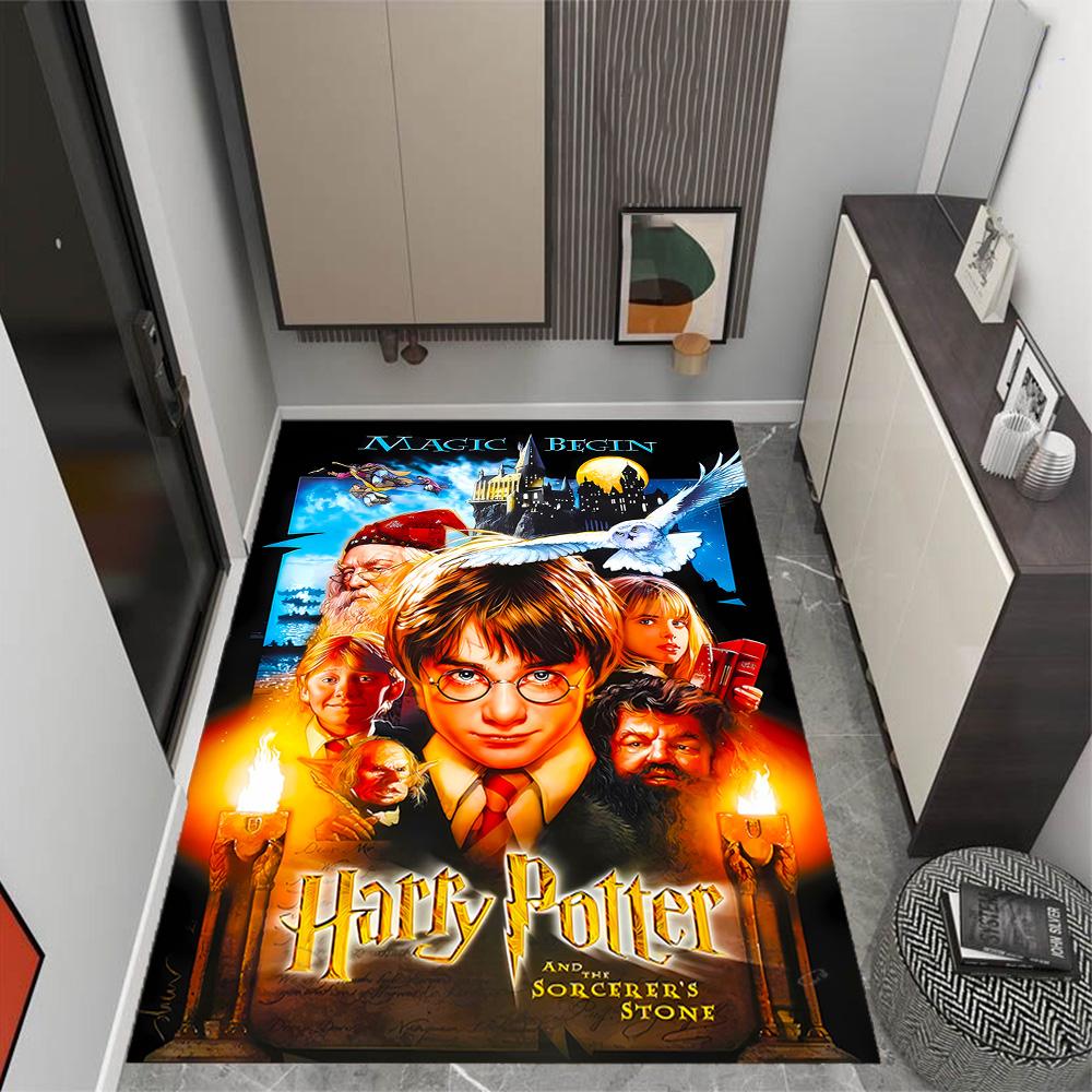 Harry Potter Hogwarts Themed Anti-Slip Rugs - Polyester Home Decor, Suitable for Bedrooms, Living Rooms, Doorways, Studios, and Decorations