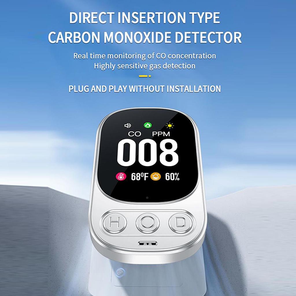 CO Sensor Carbon Monoxide Detector Plug In Alarm TFT LCD Screen CO Warning Alarm Detector CO Meter