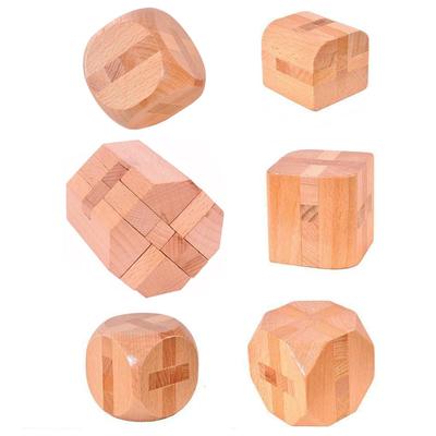 Kids Brain Teaser Puzzle Cube Wooden Assembly and Disentanglement Unlock Interlocking IQ Test Logic Challenge Educational Toys