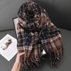 Cashmere Plaid Thickened Female Atmosphere Warm Autumn And Winter White Soft Fringed Shawl Scarf