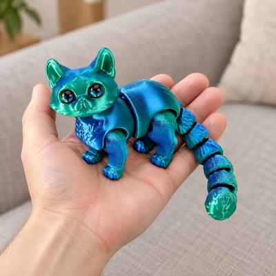 Movable Jointed Action Figures 3D Printed Cat Toy, Articulated Joint Figurine for Desk Unique Stress Relieving Figurines Decor, Cute Sensory
