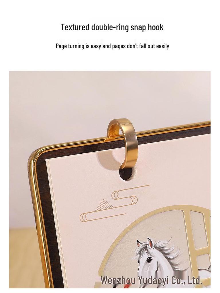 2026 Jahr des Pferdes Holz-Tischkalender: Antiker Stil, Kreatives Einfaches Design, Business Monatsornament mit anpassbarem Logo.