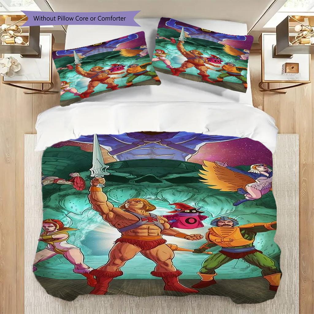 Heman Masters Universe Threepiece Set 1 Duvet Cover 2 Pillowcase Without Core Bedding Set Christmas Birthday Gift Soft And Comfortable
