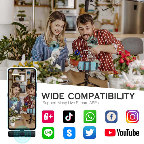 KIMAFUN Wireless Lapel Microphone for iPhone/iPad, Compatible with Two People Simultaneously, Plug & Play, Instant Connection, Noise Reduction, 360 S