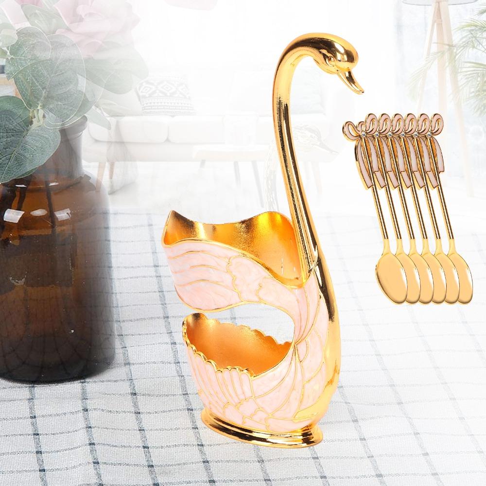 7pcs Zinc Alloy Coffee Spoon Set Gold Tea Spoon Set Dessert Spoons Spoon Fork Set For Fruit