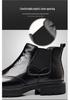 Men's Genuine Leather Chelsea Boots, Versatile Velvet-Lined Mid-Calf, Breathable, Trendy Snow & Martin Boots