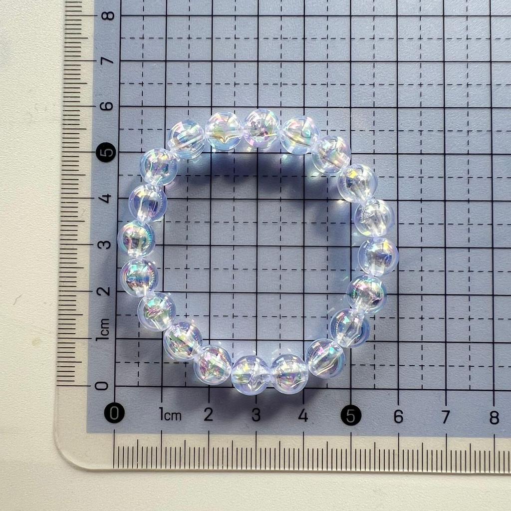 Girls' Iridescent AB Color Beaded Bracelet - Fresh Style, 8mm Beads, Versatile Accessory for Students