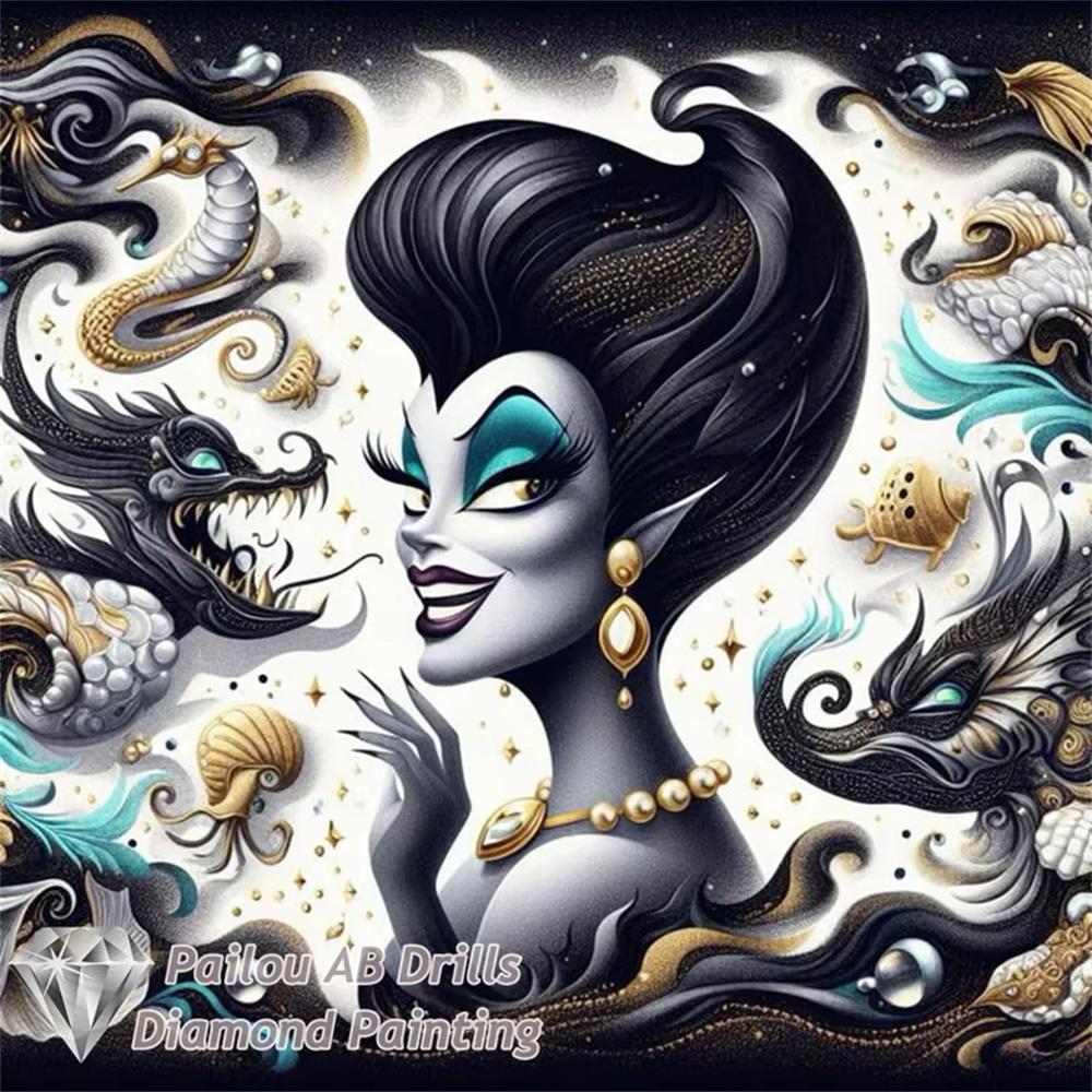 

Evil Queen Maleficent Diamond Painting Full Diamond Handmade DIY Full Diamond Cartoon Living Room Wall Decoration Painting Kit Round 20x20cm