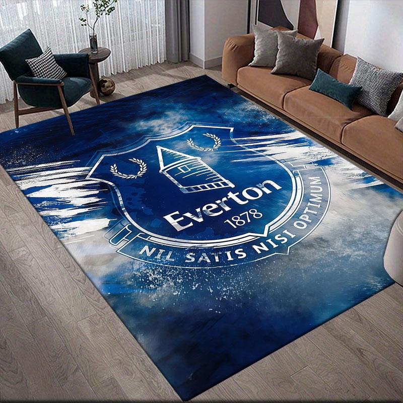 Everton FC Flannel Printed Carpet, Home Sofa Decoration for Living Room & Bedroom, Non‑Slip Play Flannel Floor Mat for Game Room