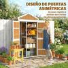 Wooden Garden Shed 105x55x179 Cm Tool Cabinet With 4 Shelves Galvanized Metal Roof Natural