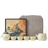 Jinsi Bamboo Ru Kiln Camping Kung Fu Tea Set Small Set Storage Bag Anti-scalding Ceramic Teacup Portable Tea Set