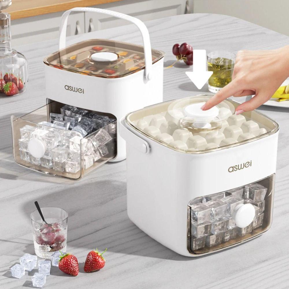 Portable Press Ice Cubes Box 48 Grids DIY Ice Balls Maker Sturdy with Storage Box Ice Ball Storage Box Chilling Drinks