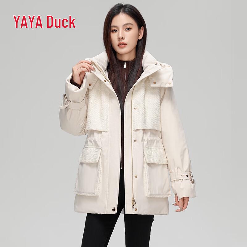 YAYA Women's Mid-Length Hooded Parka Down Jacket