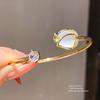 Zircon Cat Eye Flower Open Cuff Bracelet With Stones For Fashion Women