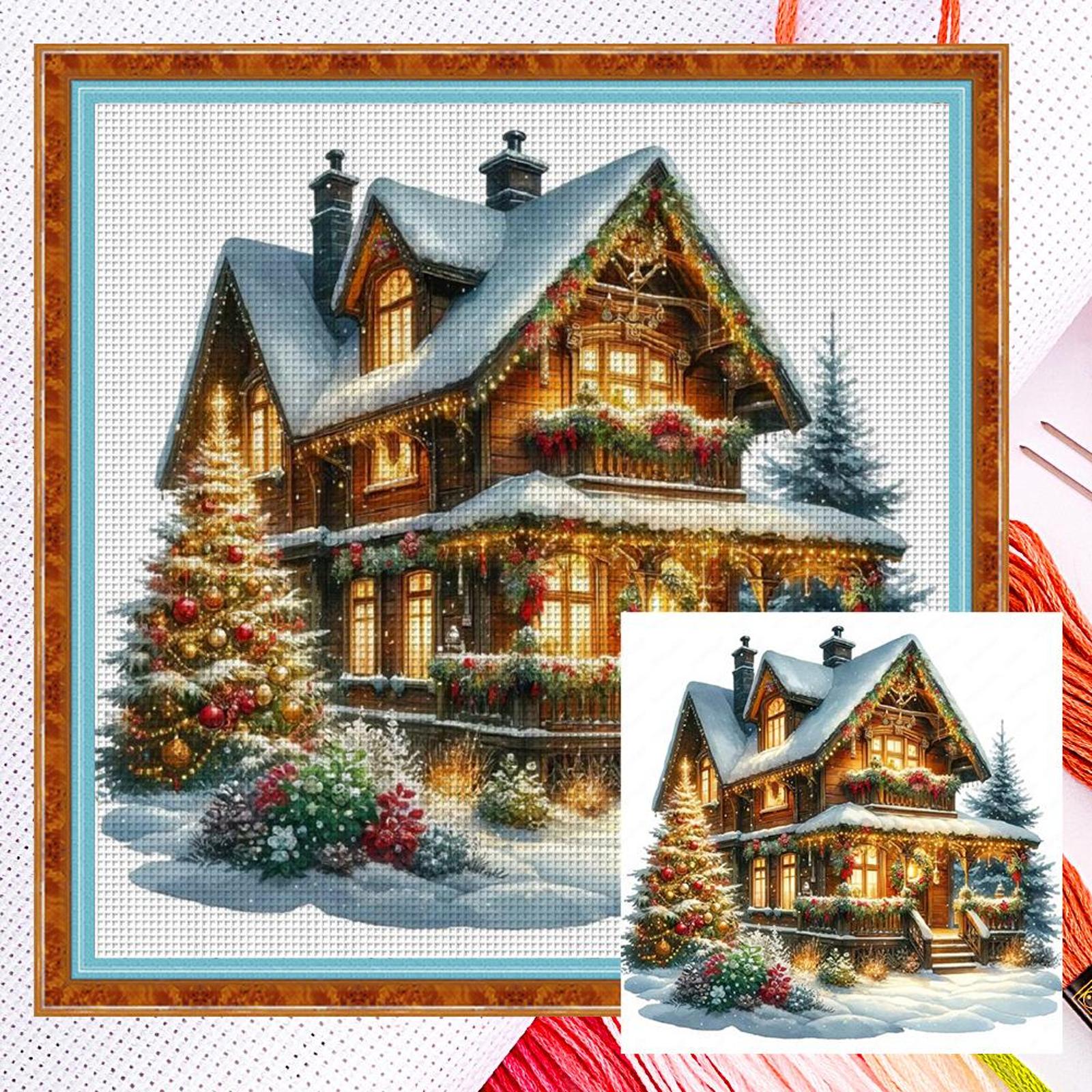

Full Embroidery cotton Thread 11CT Counted Xmas House Cross Stitch Kit