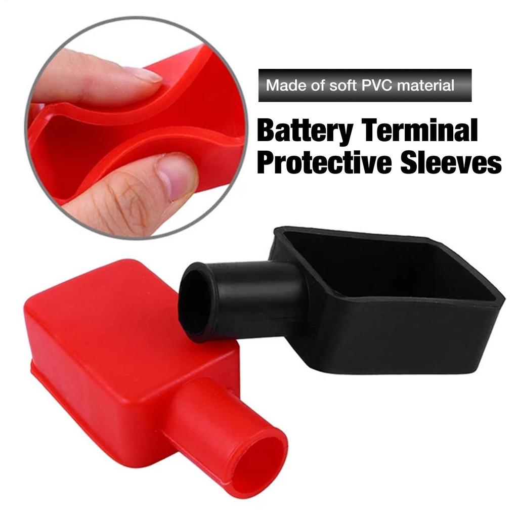 2pcs Car Battery Pole Positive and Negative Protection Cover Soft Plastic Flexible Battery Terminal Insulator Protective