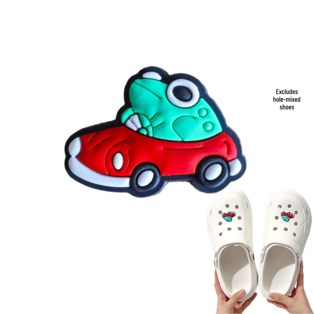 Green Frog DIY PVC Detachable Shoe Accessories - Buckle & Flower Ornaments for Hole Shoes