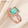 Trendy Luxury Rectangle Crystal Resizable Rings For Women Wedding Party Fashion Rose Gold Color Cubic Zirconia Jewelry Gift