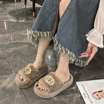 Mao Mao Slippers Women's New Autumn and Winter Warm Home Thick Bottom Mao Mao Slippers Internet Celebrity Korean Version Home Plush Slippers