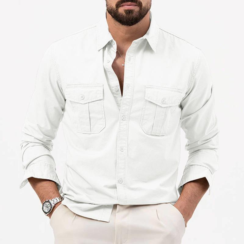 BFCCQB Men's Fashion Autumn Winter Long Sleeve POLO Neck Casual Blouses & Shirts